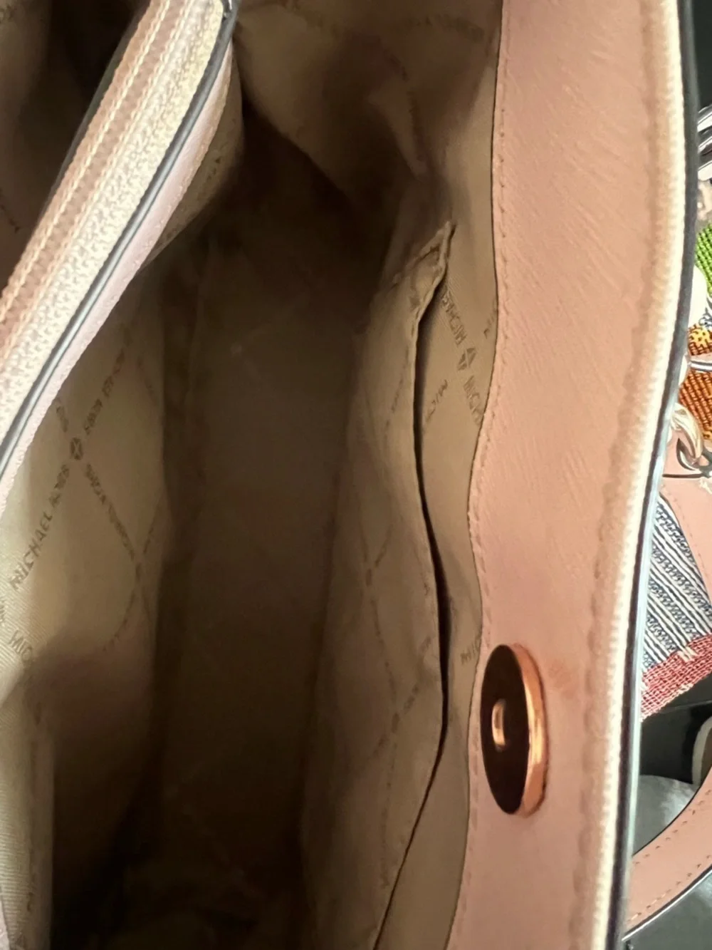Michael Kors Blush Pink Saffiano Shoulder Tote with Rose Gold Chain Detail - Picture 11 of 13
